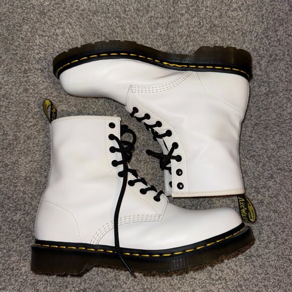 Dr. Martens Shoes - Dr. Martens 1460 Slim Smooth Leather Lace Up Boots (White) 10